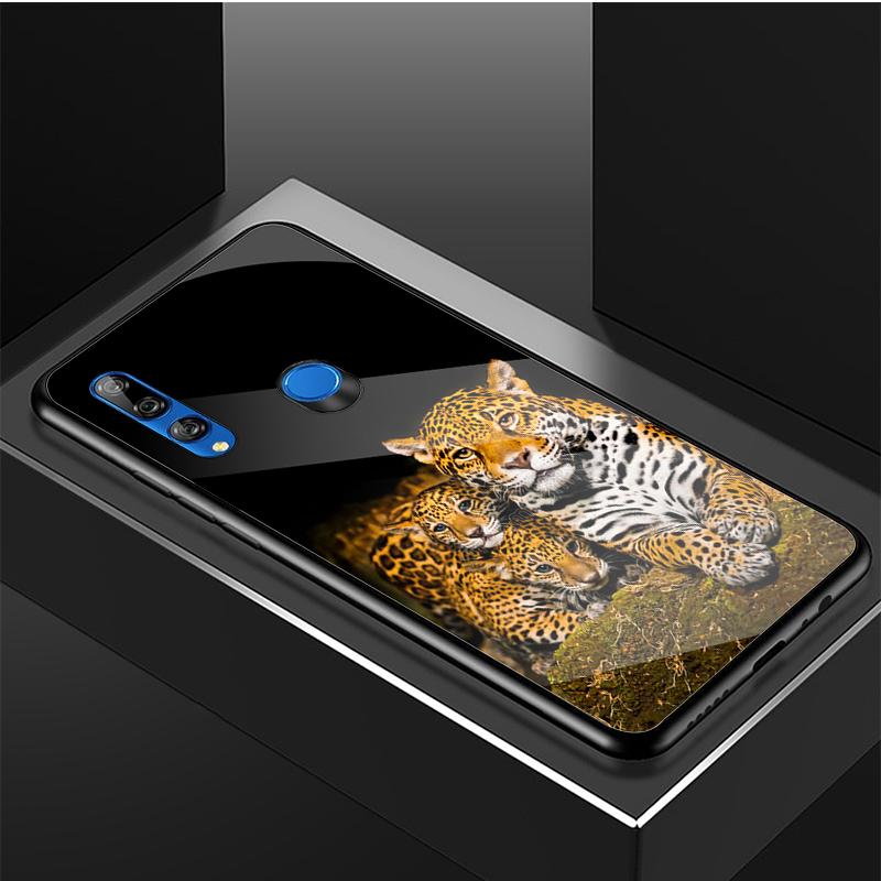 Jaguar Handyhülle aus gehärtetem Glas für Huawei honor 8X 9 10i 20i 20Lite 20Pro 30 Pro Cover Shell