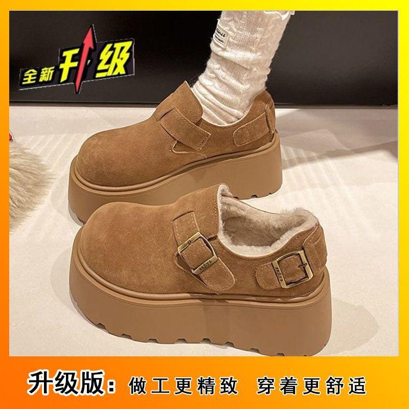 Small man increases height and ugly cute shoes 2025 autumn and winter new popular big head all-inclusive thick sole one pedal loafer single shoes