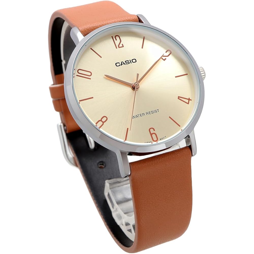 Casio LTP-VT01L-5B Quartz Women's Watch Light Brown Leather Strap Imported Model