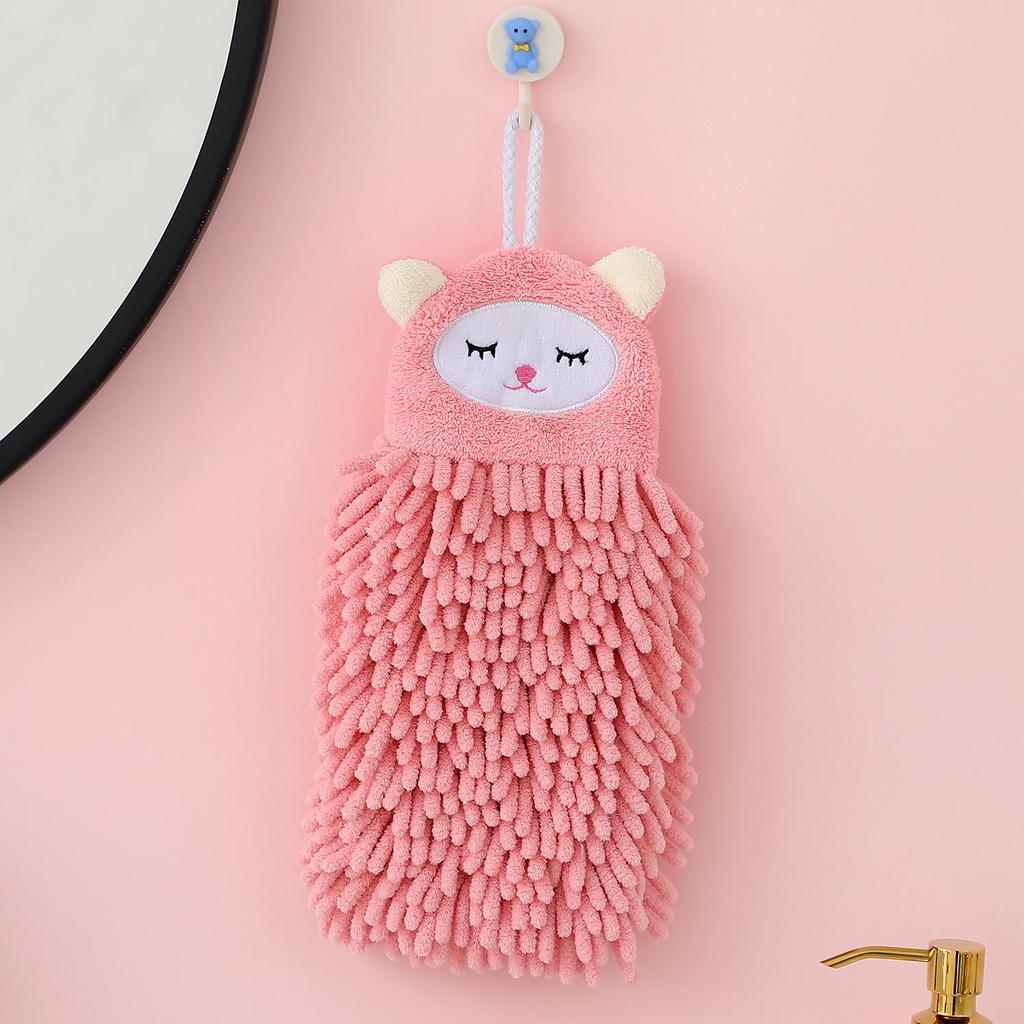 Coral Fleece Christmas Hanging Hand Towel, 13x15cm, Absorbent and Thick, for Bathroom and Kitchen Use