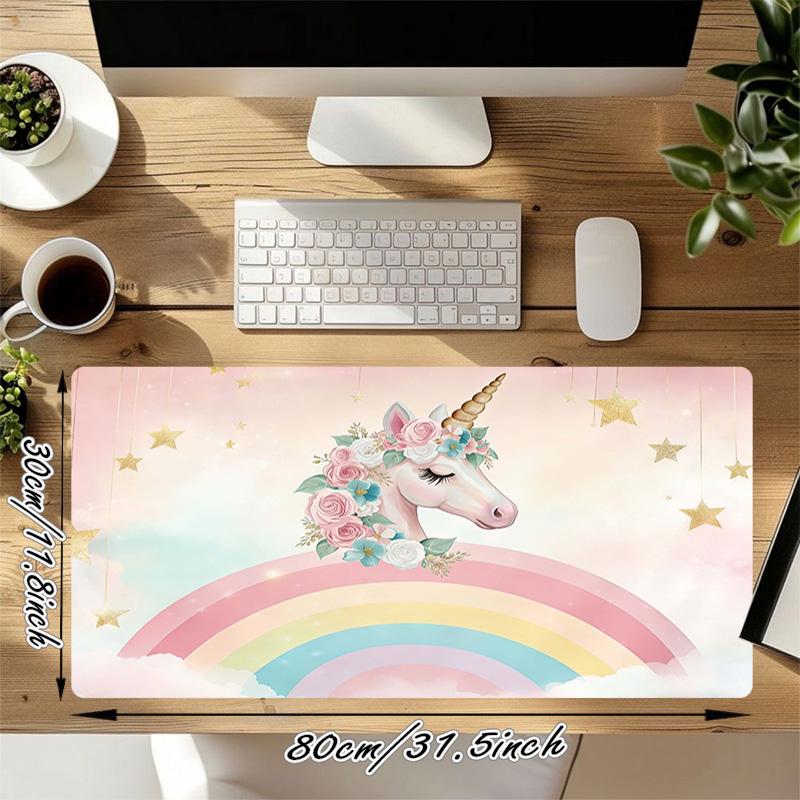 Unicorn Fantasy Xl Gaming Mouse Pad Nonslip Rubber Base Stitched Edge Waterproof Desk Mat For Pc Laptop Gamer Office Computer Accessories C92770
