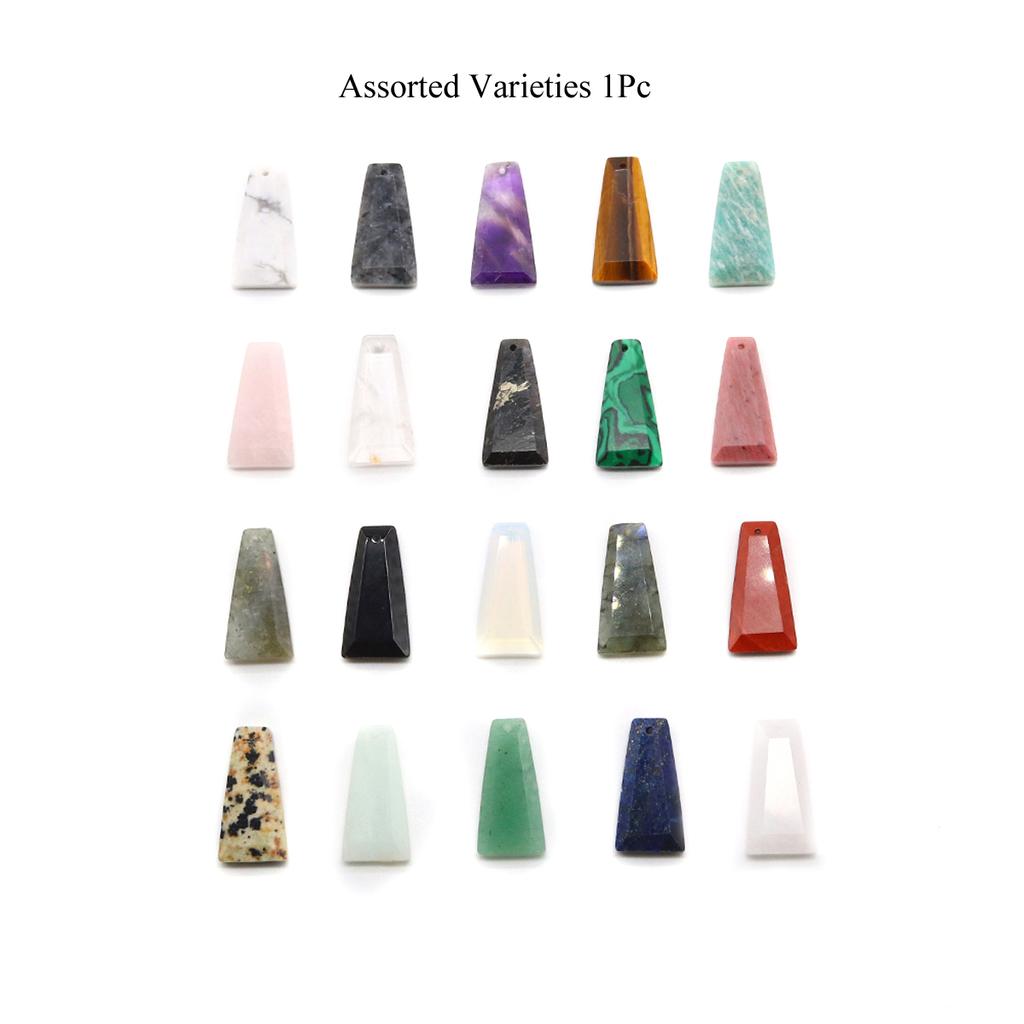 1Pc Natural Stone Pendant, Trapezoidal Crystal Gemstone Charms for Jewelry Making DIY Women Men Necklace Bracelet Earrings Accessories Gifts 25x13 Mm