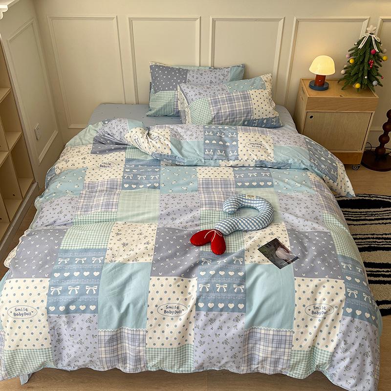 Skin-Friendly Striped Cotton Bedding Set - Fresh Style, 100% Pure Cotton, A-Class Quality, Four-Piece Set for Spring/Summer