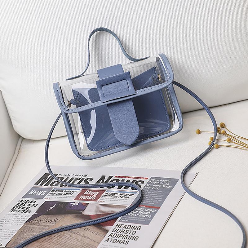 Women'S Transparent Square Sling Bag Cool Pvc Shoulder Bag Messenger Bag Waterproof Mobile Phone Bag