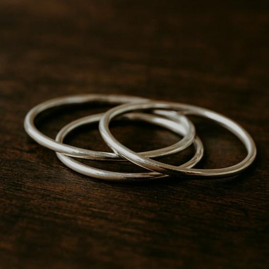 925 Sterling Silver Stacking Rings Set, Minimalist Plane Simple Design, Thin Dainty Set of 3 Rings