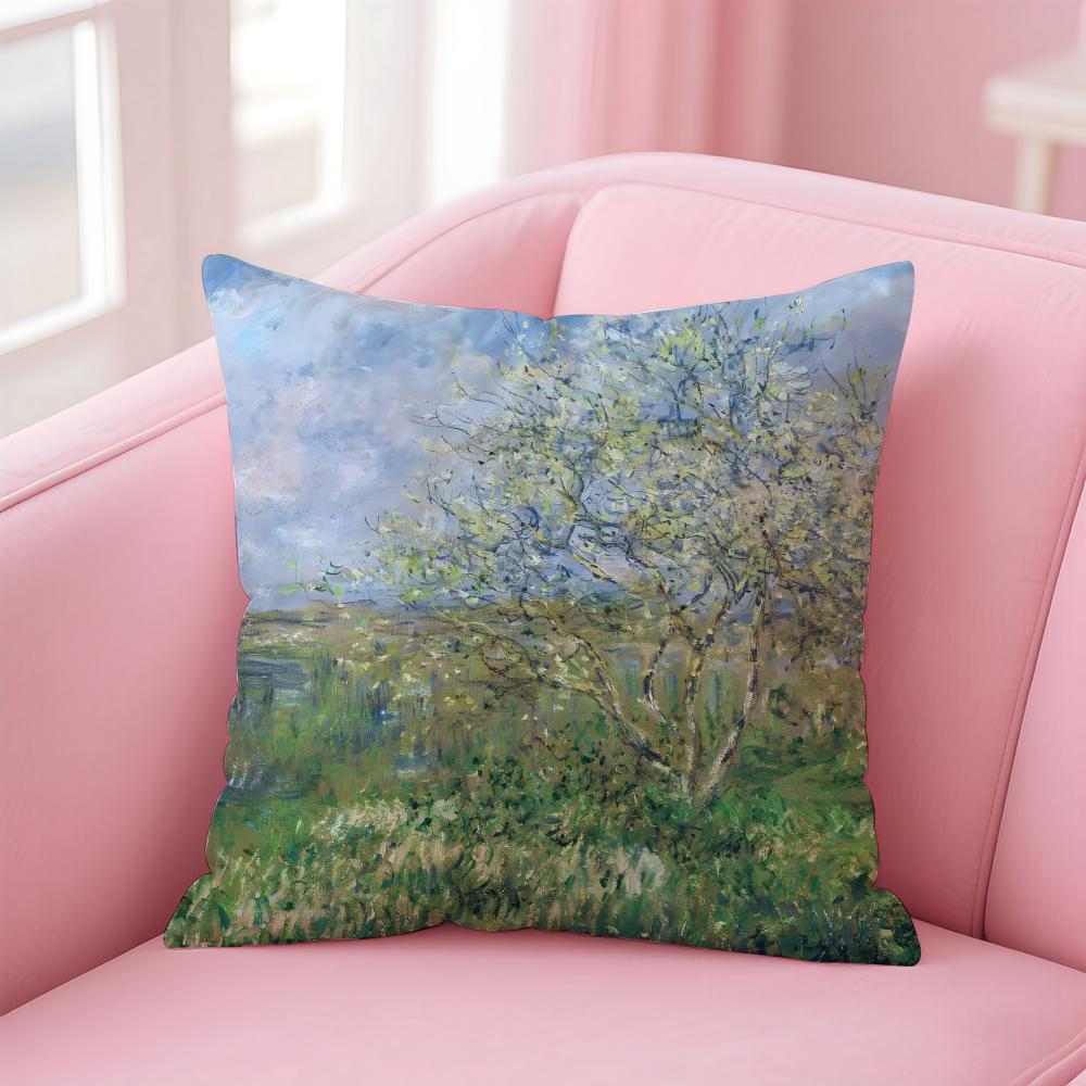 OscarClaude Monet Kissenbezug Leinen Kissenbezug Weiche Dekoration für Sofa Wohnzimmer
