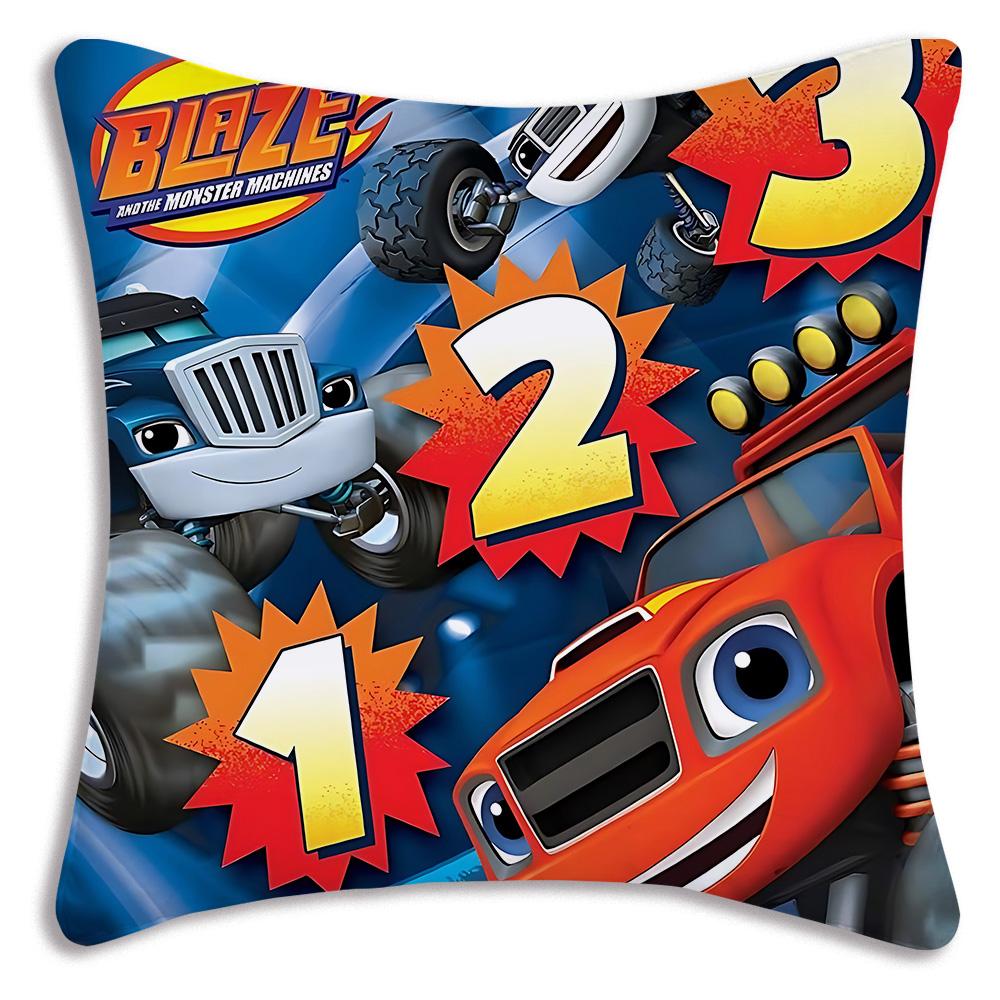 Blaze and the Monster M-Machines Pillow Covers Cartoon Sofa Decorative Home Double-sided Printing Short Plush Cute Cushion Cover
