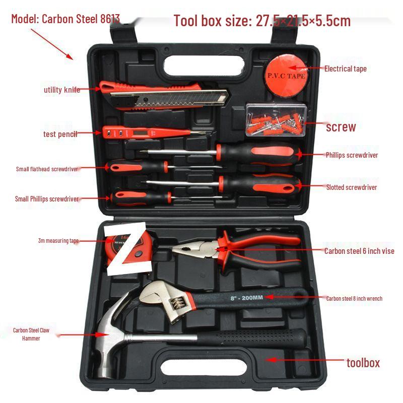 Toolbox Set: 8, 9, 12, 13, 16 Piece Household & Car-Mounted Repair Kit