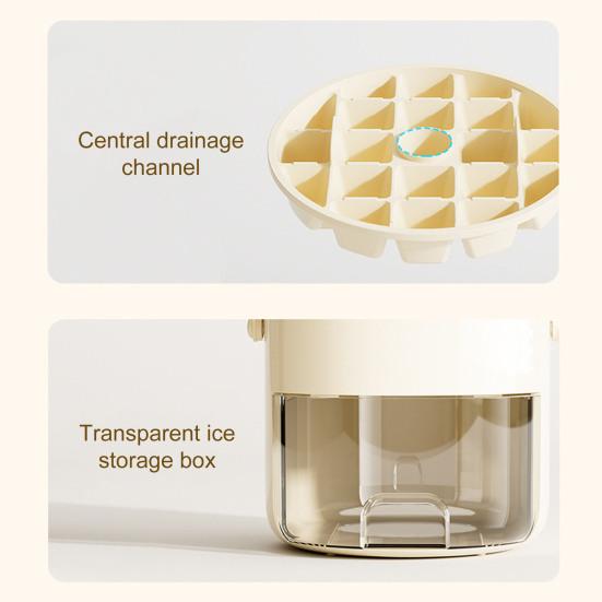 Ice Bucket 2-in-1 Large Capacity Ice Storage Bin Press-Release Ice Cube Tray with Airtight Lid And Ice Scoop Food-Grade Safe Ice Tray for Home RV