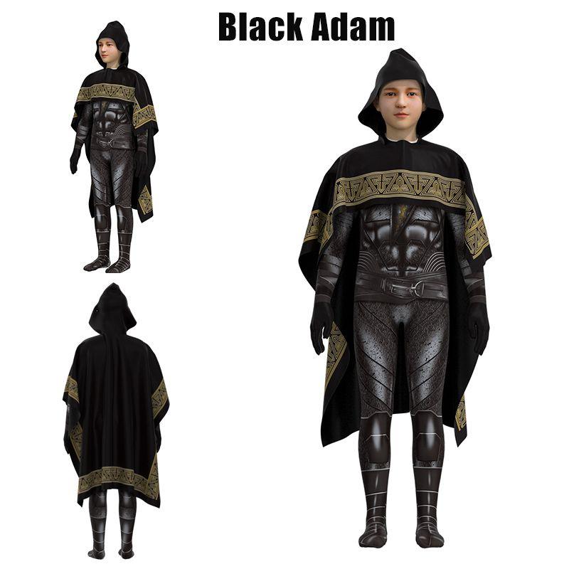 Adam Black Cosplay Costume Hooded Cloak Jumpsuit Set Halloween Adult Kids Mens