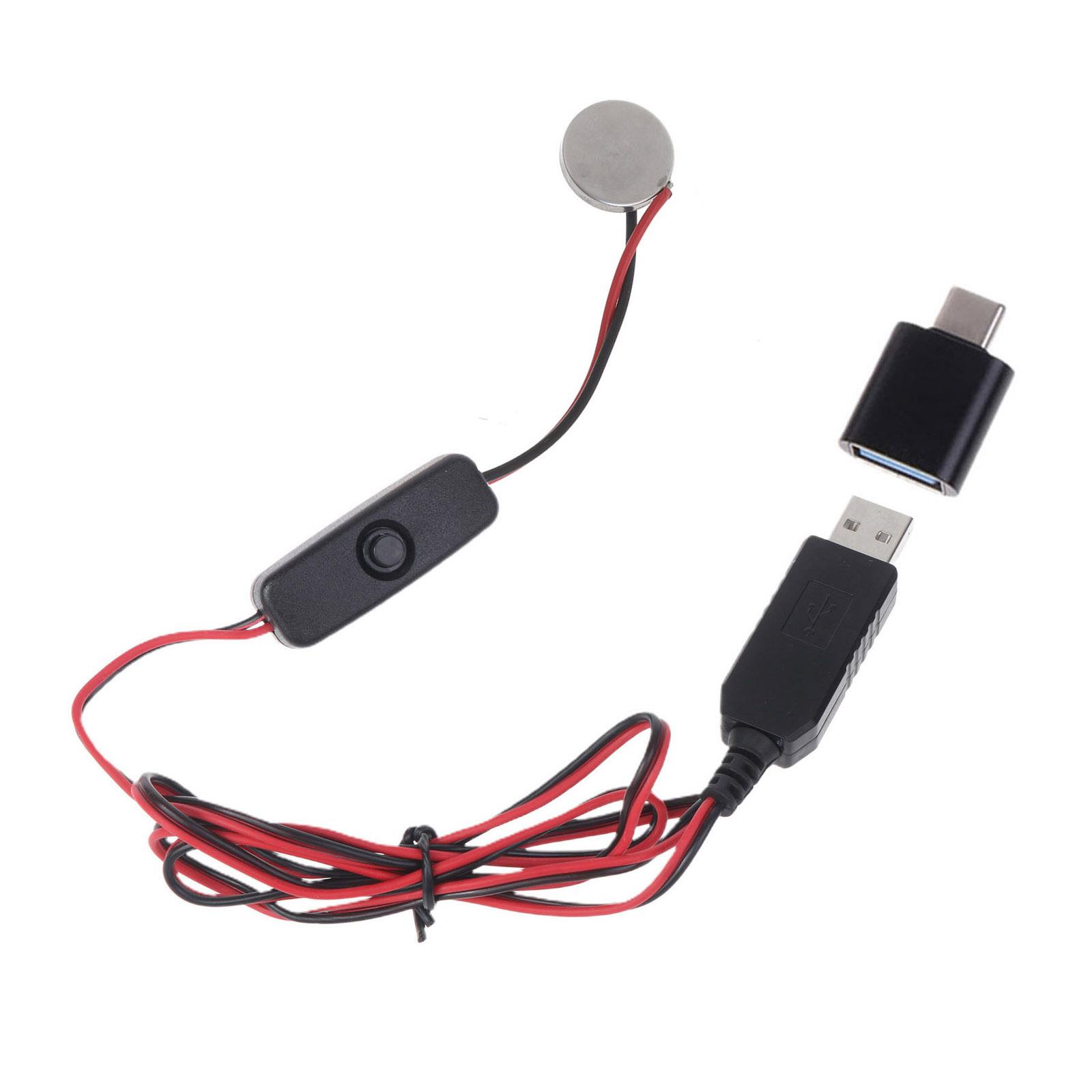 

USB Кабель живлення з вимикачем та USB C адаптером Надійний провід живлення для годинника, іграшки, пульта, калькулятора Заміна батарейки CR2032 3V