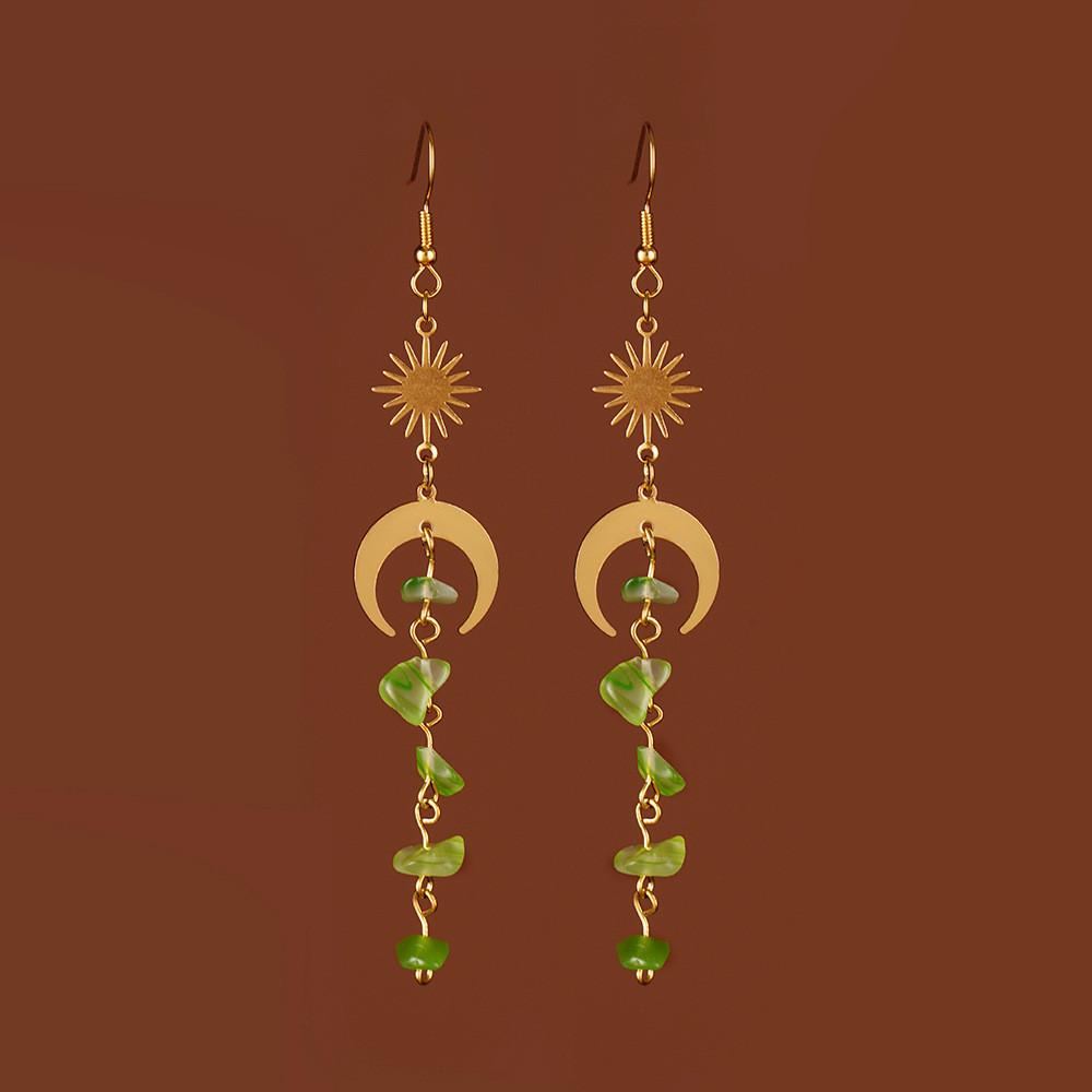 Fashion Asymmetrical Crystal Earrings With Moonstone And Geometric Alloy Design For Women