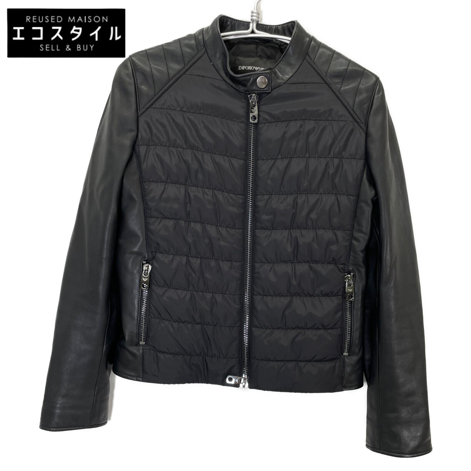 

EMPORIO ARMANI BNB04P B2P20 Black Leather Switch Rider s Stand Jacket Jacket 40 blackUsed