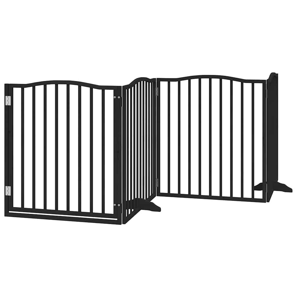 4 Piece Foldable Black Dog Gate 320 cm Poplar Wood