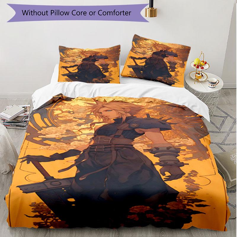 3pcs Duvet Cover Set (1*Duvet Cover + 2*Pillowcase, Without Core), Final Fantasy Print Soft All‑Season Bedding Set, Home Bedroom Decor Gift