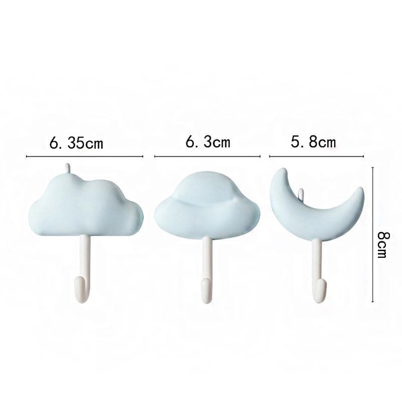 Creative Cute Cloud Shape Nail-free Wall Clothes Hooks Kids Room Decorative Key Hanging Hanger Kitchen Storage Hook