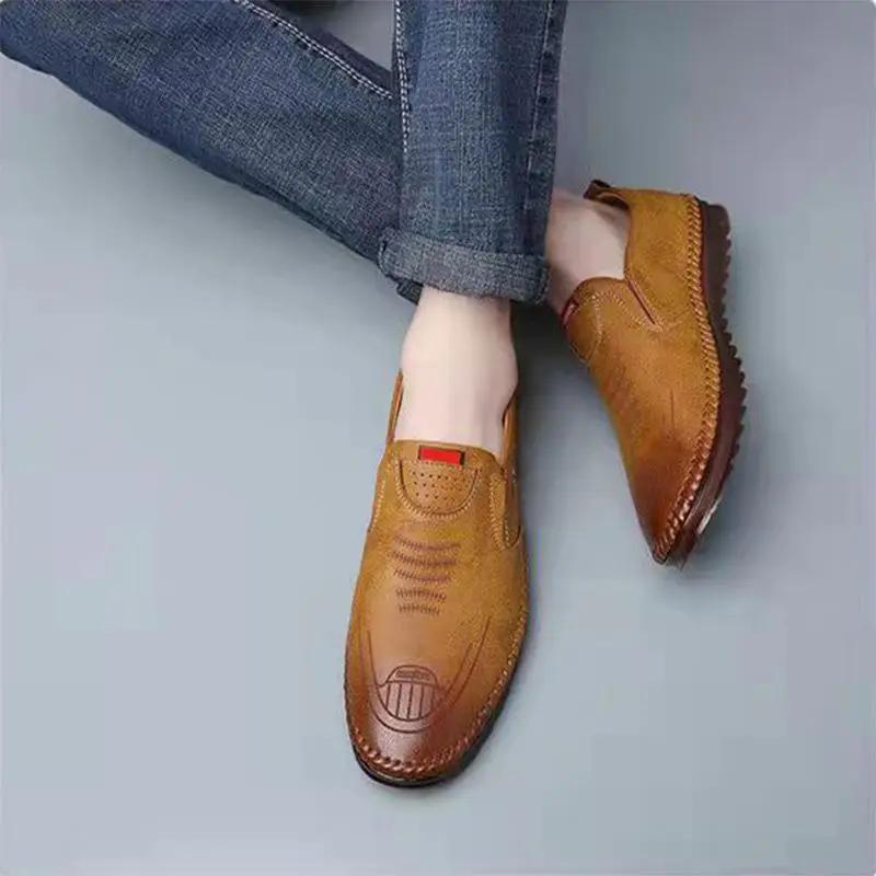 Fashion High Quality Men Shoes Handmade Leather Footwear Male Casual Business Flats Outdoor Soft Soled Travel Sneakers Brand Moccasins