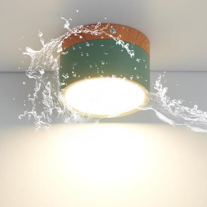 Plafonnier LED - Schindora - Mini rond - Bois - 12W - 3000K - Vert