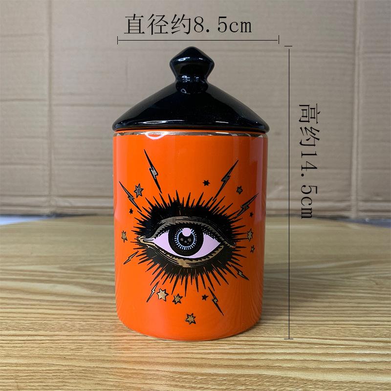 Abstract Eye Ceramic Cup Creative Abstract Coffee Cup with Lid Tableware Aromatherapy Candle Cup Candy Bottle Home Decoration