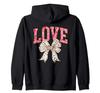 Love Heartful Pink Art Full Bow Design Zip Hoodie