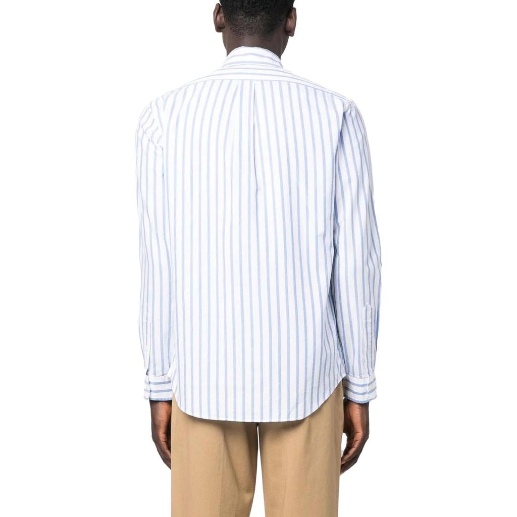 Polo Ralph Lauren Ss23 Striped Polo Collar Single-Breasted Long Sleeve Shirt Men Shirts Blue 710906622-001