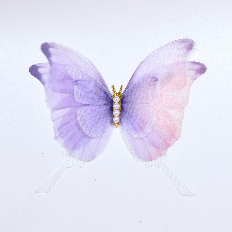 3D Pearl Butterfly Multi-layer Gauze Hair Clip for DIY Handmade Ancient Style Decorations 10.5*9.5cm фиолетовый