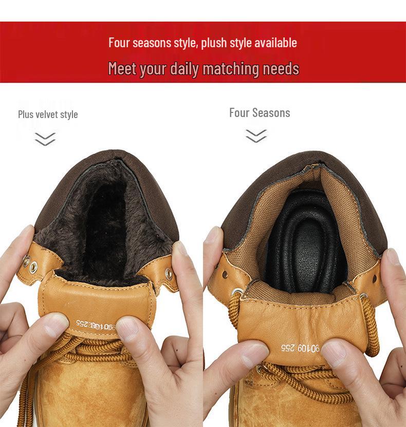 2024 Wear-Resistant Genuine Leather Men's Martin Boots - Warm, Stylish British Workwear for Autumn/Winter