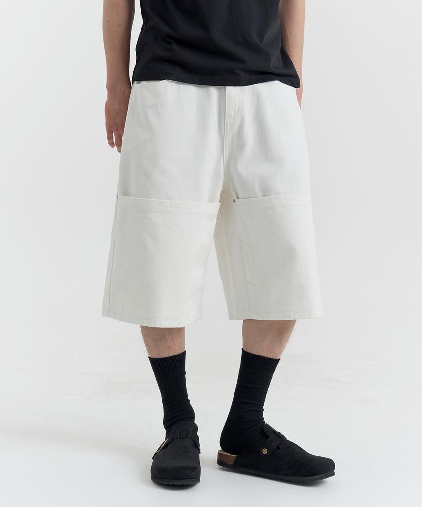 Nopeimeoseu Twill Pocket Cotton Bermuda Shorts (Ivory)