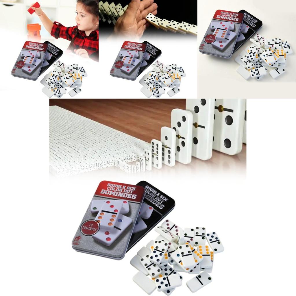 Kids Double Six Colour Dot Dominoes With Parent Bonding Toy For Interest And Skill Growth