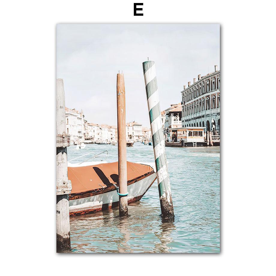 Venedig Meer Tür Gebäude Frucht Herbstlandschaft Poster und Drucke Wandkunst Leinwandmalerei Bilder Für Wohnzimmer Heimdekor
