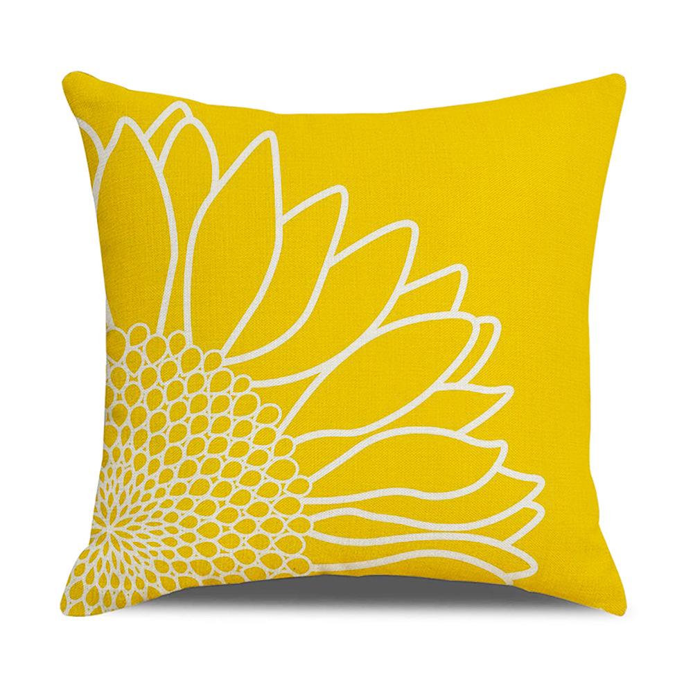 New Home Soft Furnishings Nordic Yellow Sunflower Sunflower Linen Printed Square Pillowcase