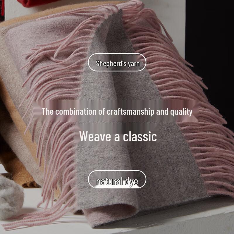 LENGKEORL Women's Double-Sided Cashmere Wool Blend Scarf