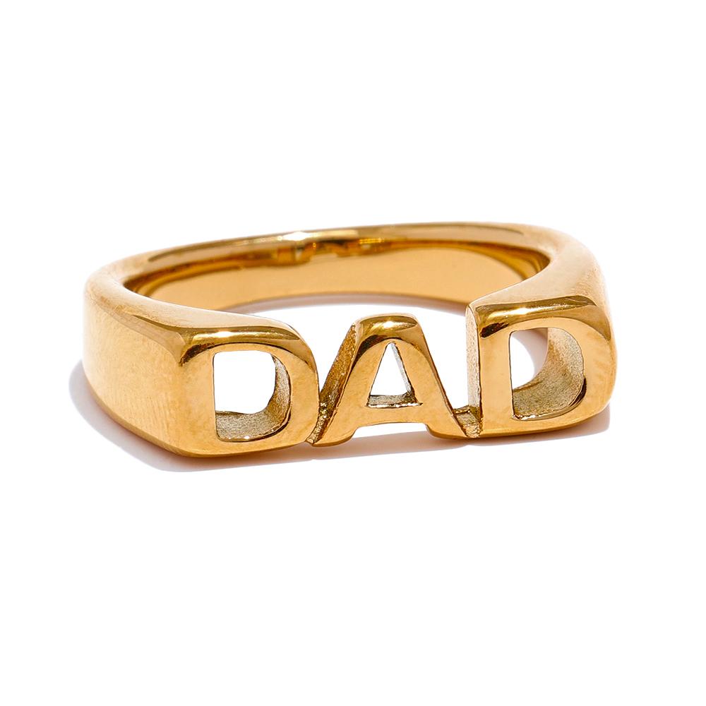 

Yhpup FAM DAD SIS BRO MOM Statement Cast Family Letter Ring Stainless Steel Texture Gold Color Attractive Jewelry 18k PVD Plated 6