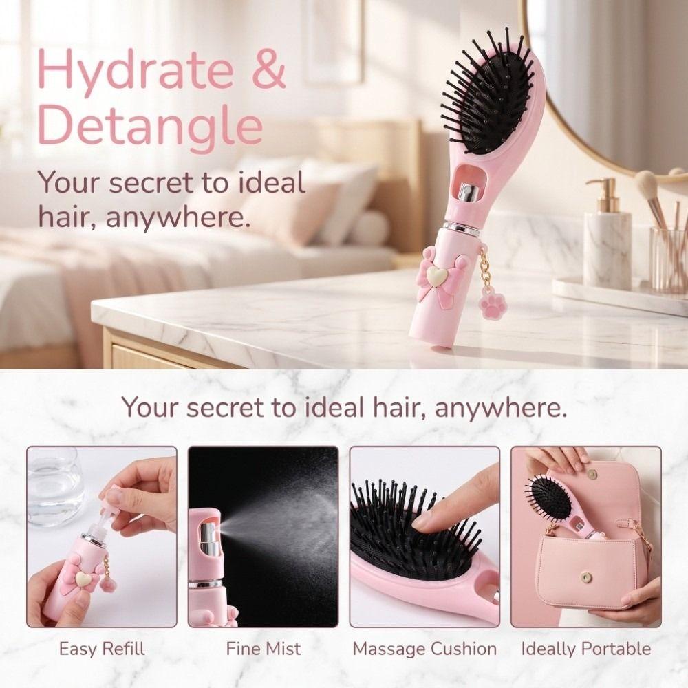 Anti-Frizz Spray Hair Brush Anti-Static Spray Massage Comb New Misting Hair Brush Daily Hair Care