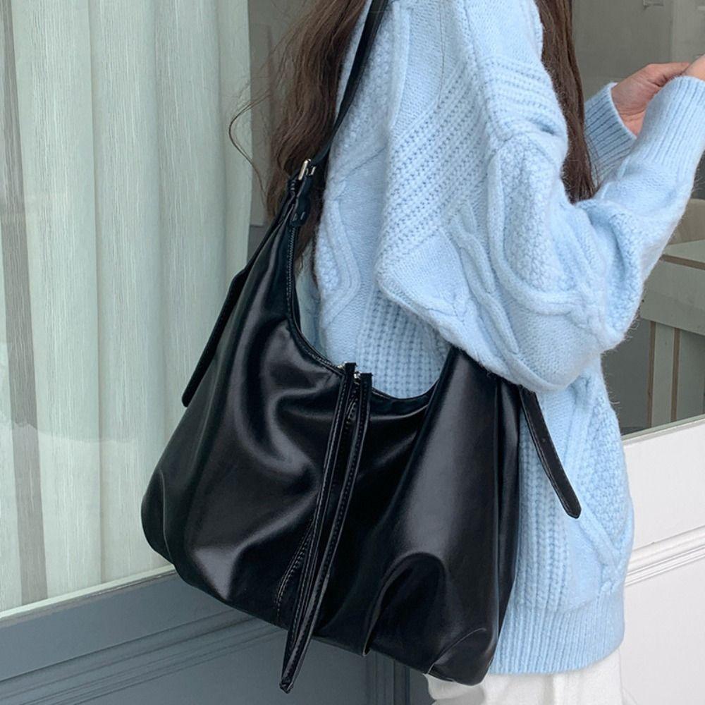 Fashion Pu Shoulder Bag Solid Color Ladies Crossbody Bag Simple Tote Bag  Shopping