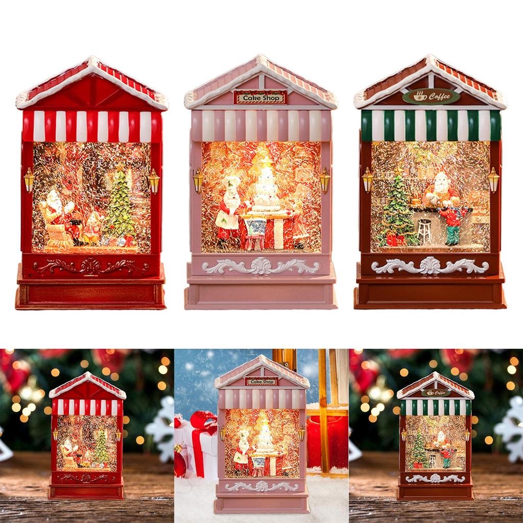 Christmas Snow Globe Glitter Christmas Lantern for Bedroom Table Living Room