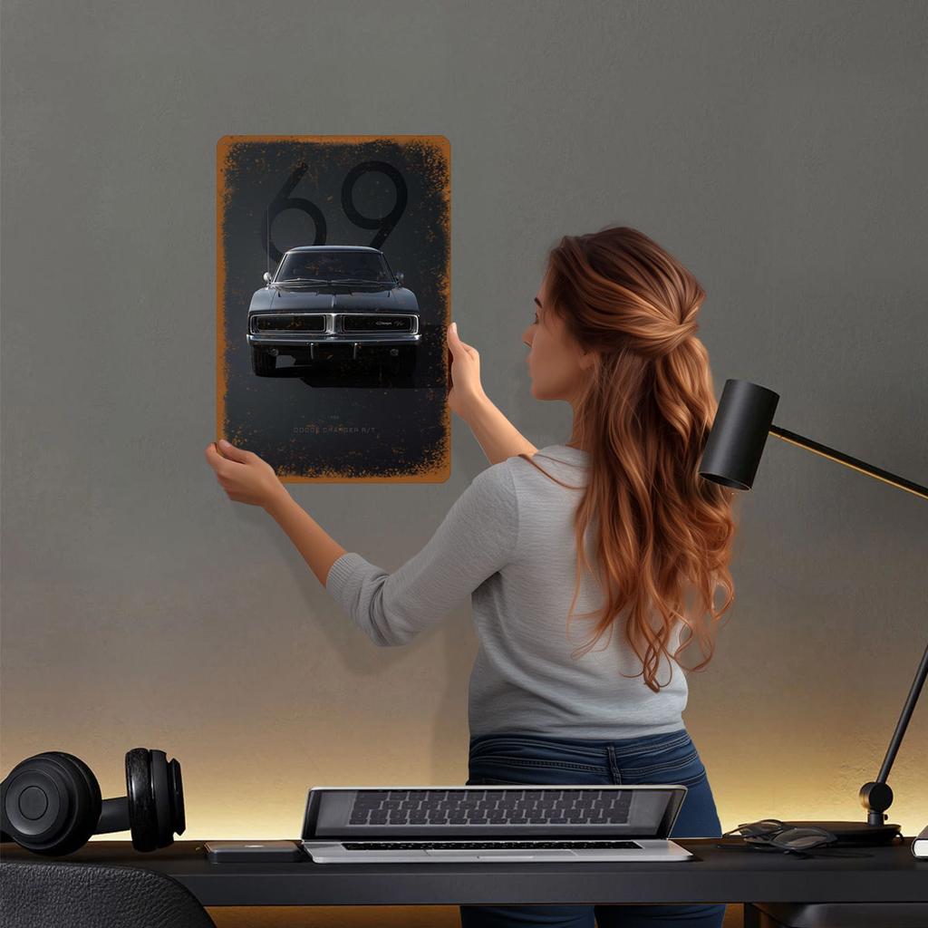 1969 Dodge Charger R/T Metal Signs Car Poster Decorations for Home Decor Items Custom Tinplate Sign for Wall Art Decoration Room