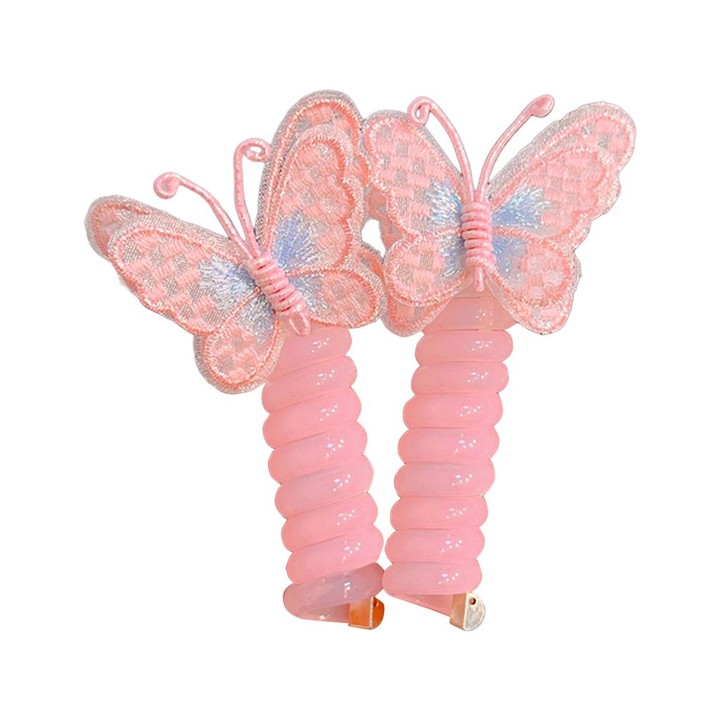 Telephone Cord Spiral Hairband Butterfly Hair Tie for Little Girl Sweet Ponytail Holder Elastic Hair Styling Accessories