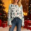Women's Fashionable Oversized Knitwear Long-Sleeved Christmas Print Top