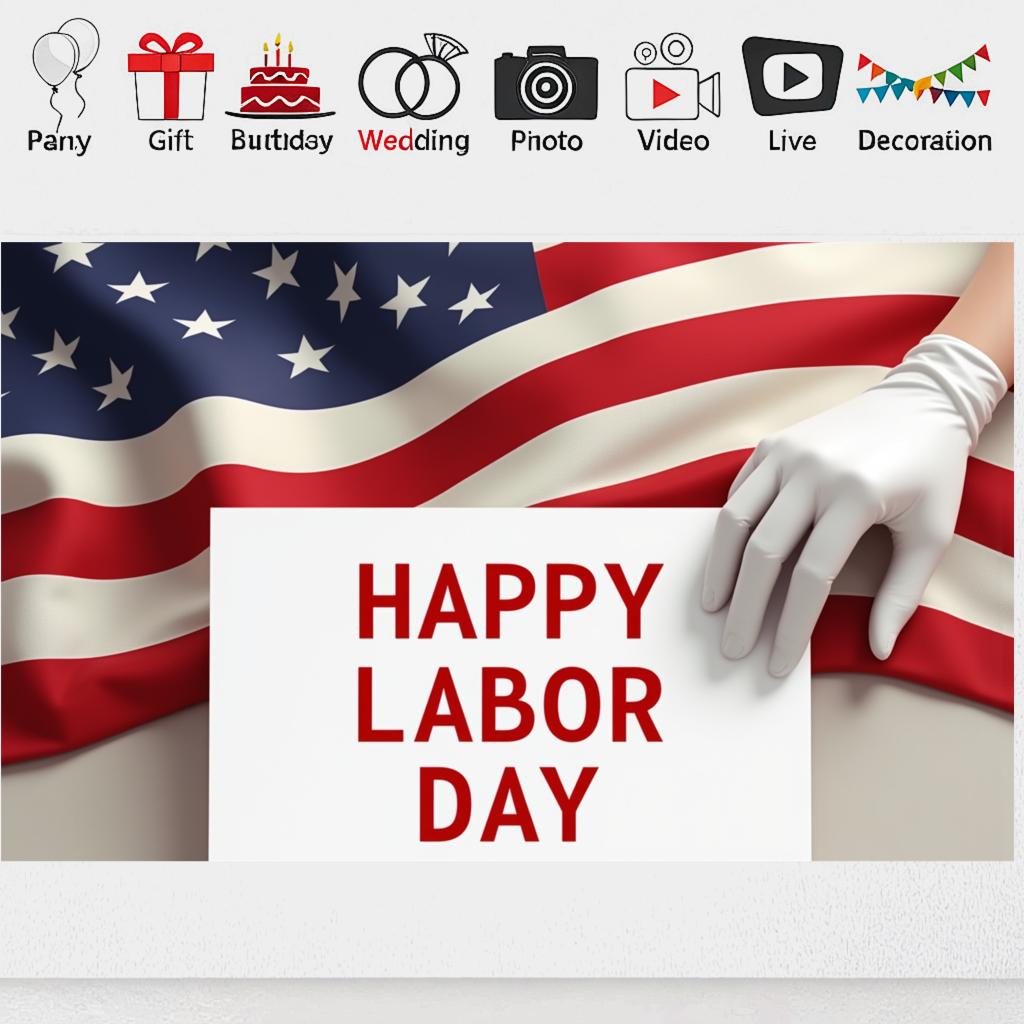 American Flag Banner Hand Gloves Design Event Banner Decorative Design Party Backdrop for Office Decoration