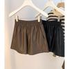 Apricot PU Leather High-Waist Wide-Leg Shorts for Autumn/Winter 2023 - Women's Fashion