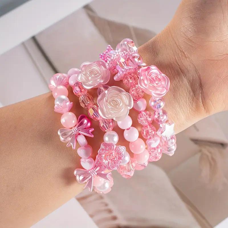 740-teiliges DIY-Perlen-Set: Herz- und Schleifenformen für handgefertigte Armbänder und Halsketten