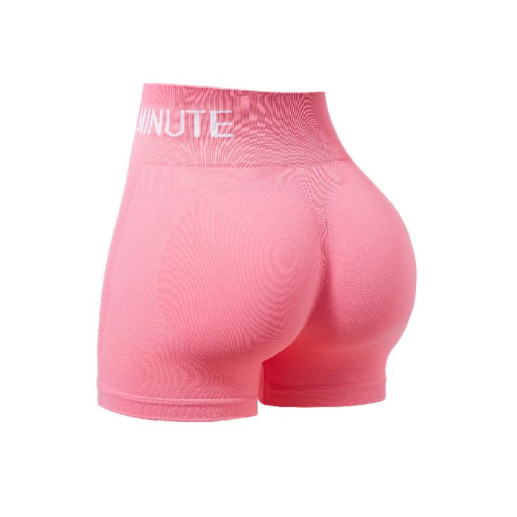 

Seamless High Stretch Shorts, Fitness Letter Shorts, High Waist Peach Hip Sports Lifting Shorts XL розовый