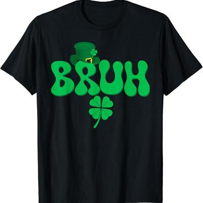 Funny Bruh St Patricks Day Shamrock Leprechaun Hat Irish T Shirt