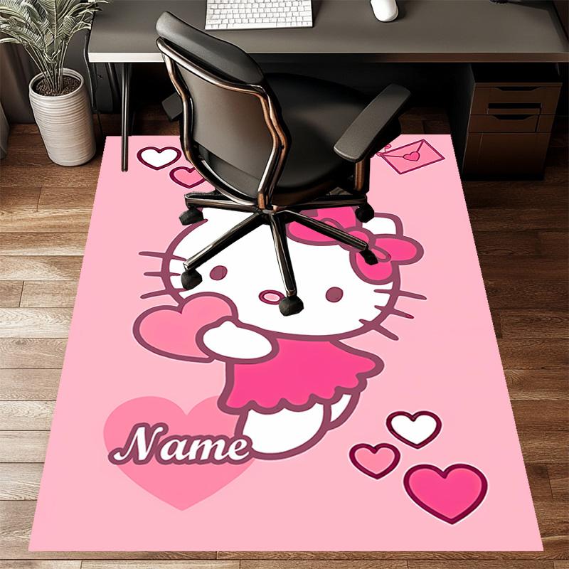 Custom HelloKitty Mat Personalized Name, Polyester Washable Indoor Entryway Rug, Gift for Christmas, Easter, Thanksgiving Day