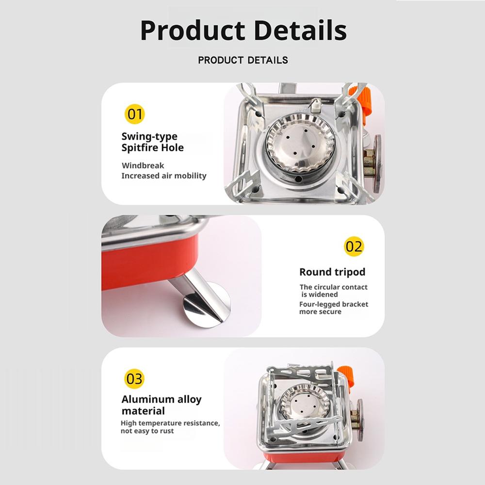 3500W Windproof Camping Gas Stove Foldable Portable Outdoor Burner with Piezo Ignition Lightweight Backpacking Stove for Hiking