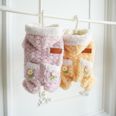 Podzimní a zimní mazlíček Psí sametový kvítek Oblečení na čtyři nohy Měkká ochrana břicha Teplé oblečení Teddy Dog Pyžamko Štěně