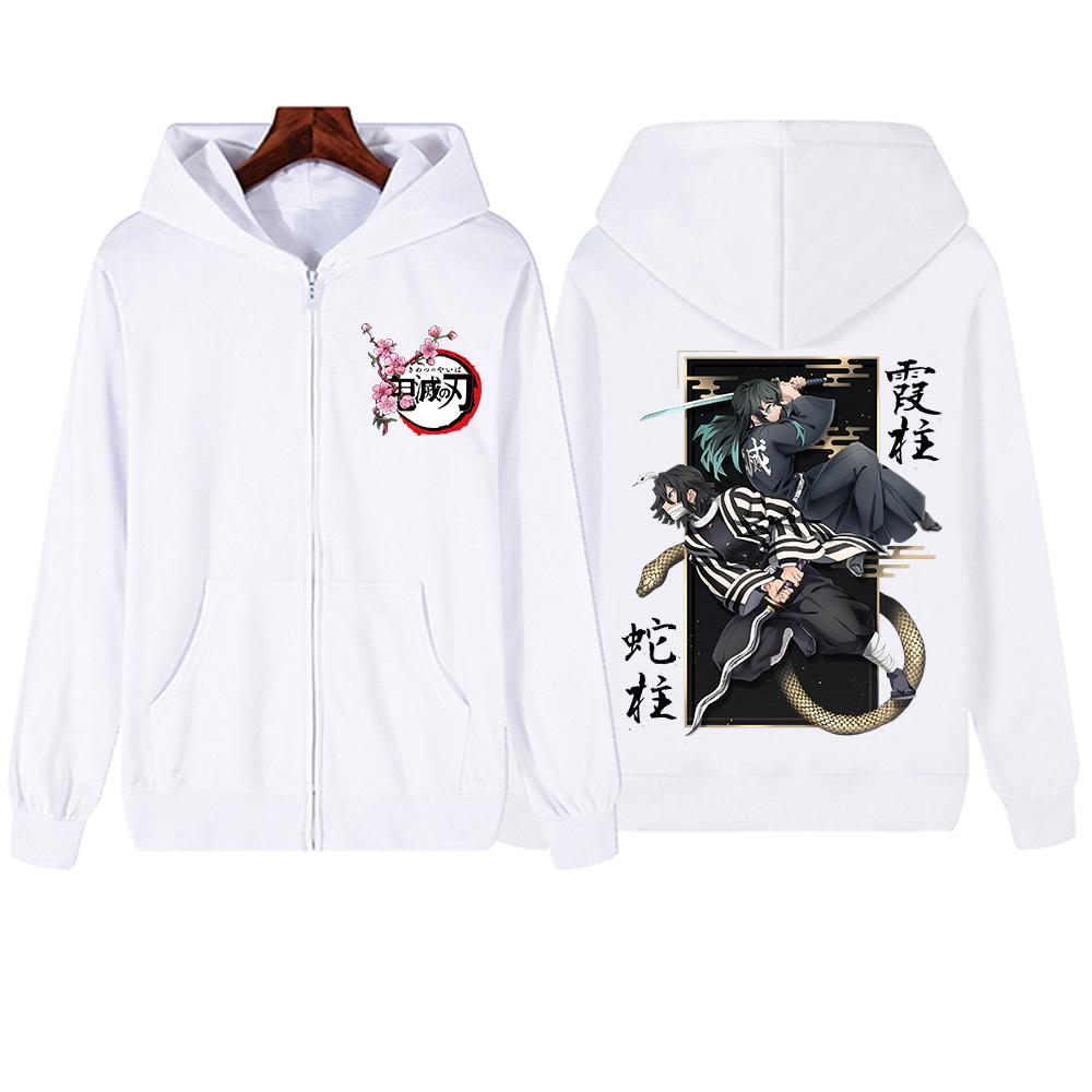 Iguro Obanai Tokitou Muichirou Tištěná mikina se zipem Dámská Pánská Harajuku Demon Slayer Nadrozměrné pulovry