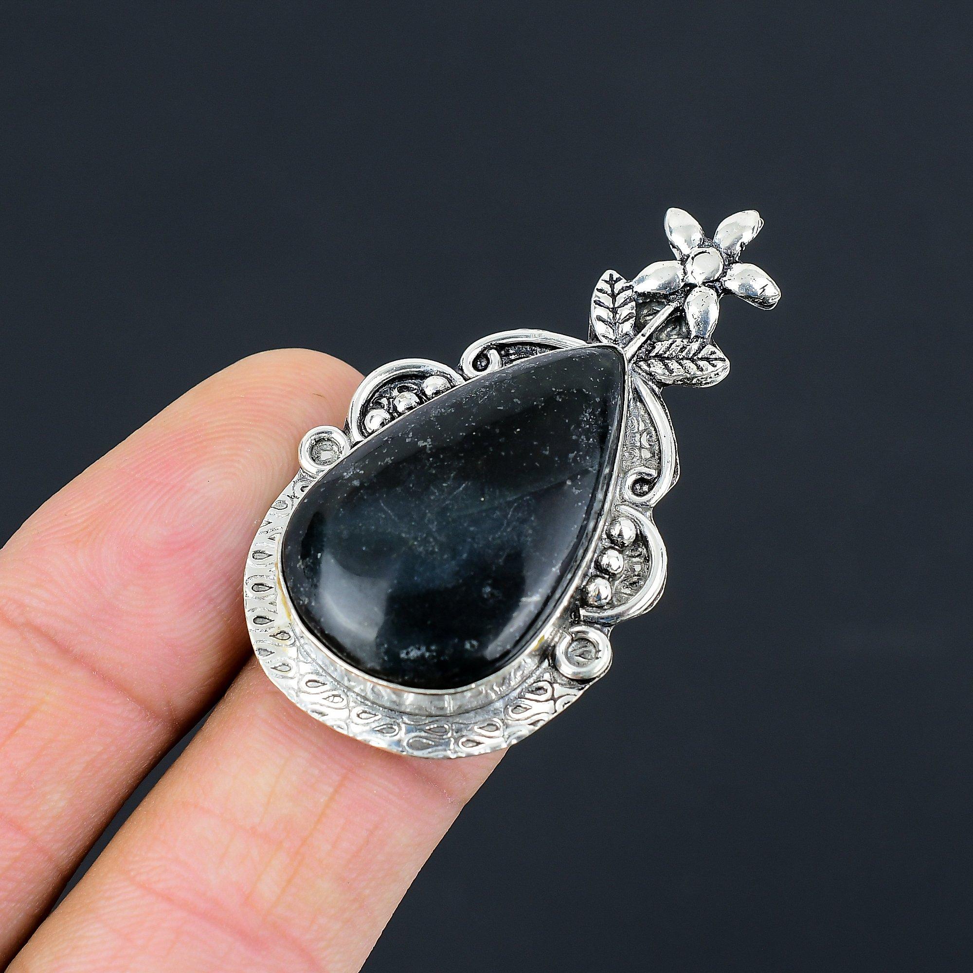 Solar Moss Agate Gemstone Sterling Silver Ethnic Flower Solitaire Ring US 6.5 6.5