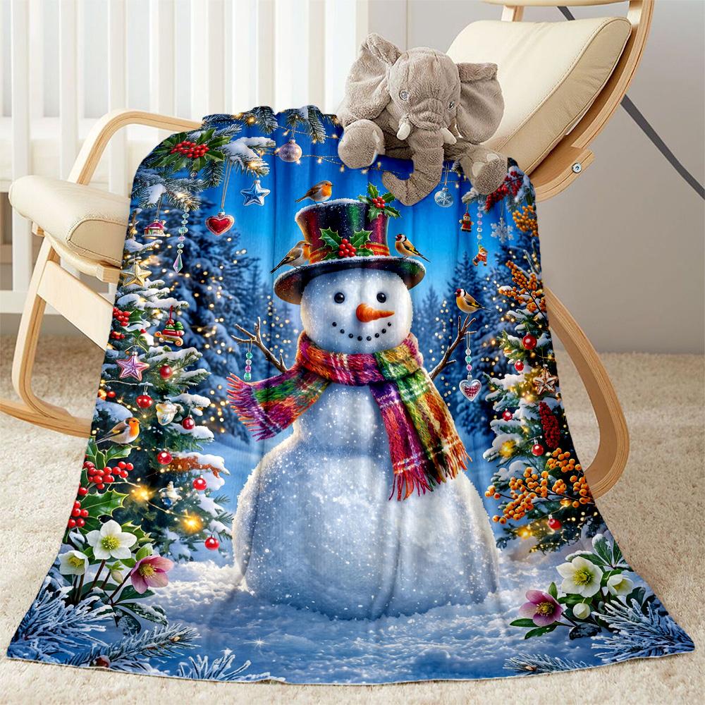 Winter Wonderland Snowman Flannel Blanket-Soft and Suitable for Sofas,Beds,Offices,Travel,All Seasons,Great Gift for Holidays and Birthdays.